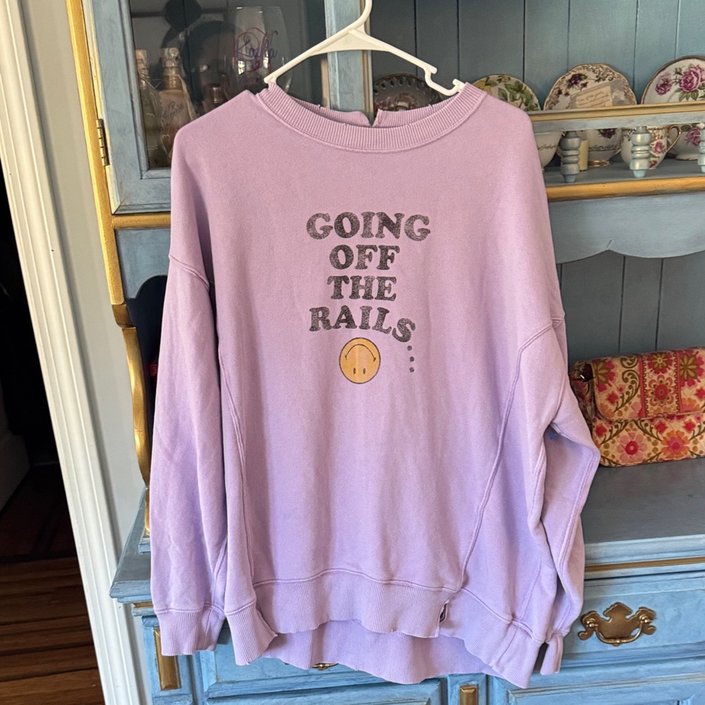 aerie Lavender Pullover with Subtle Smiley Logo - Picture 1 of 4